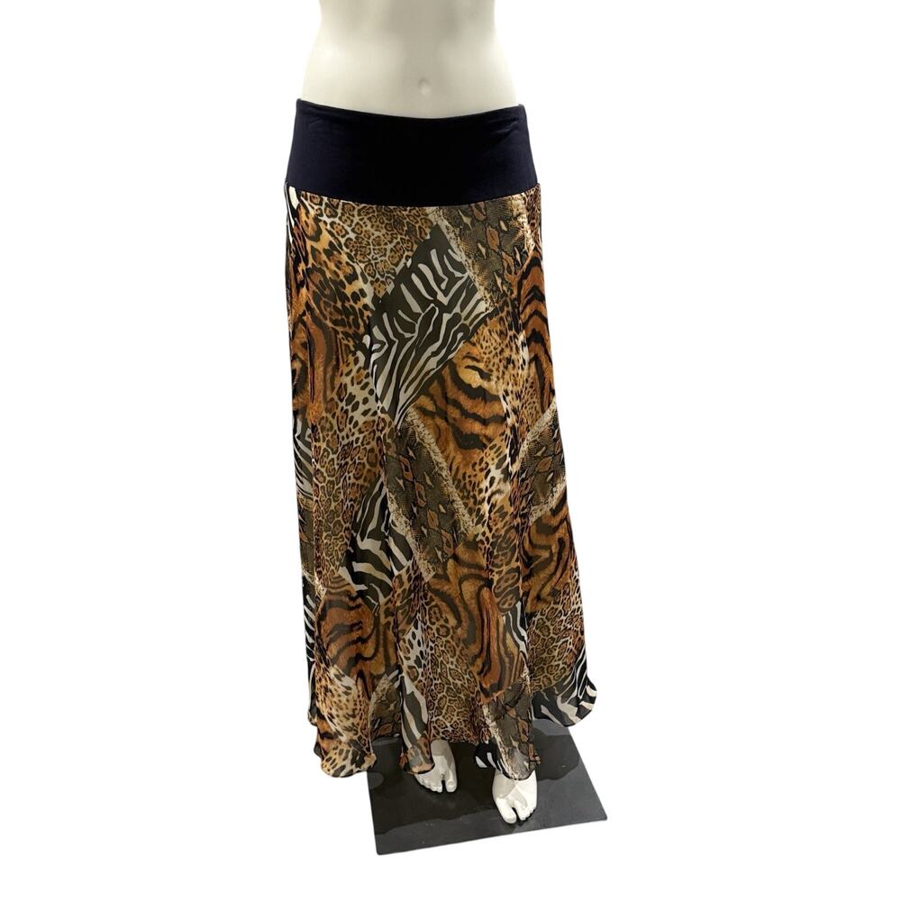 Jones New York Collection Lined Animal Print Maxi Skirt Size M Elastic Waist